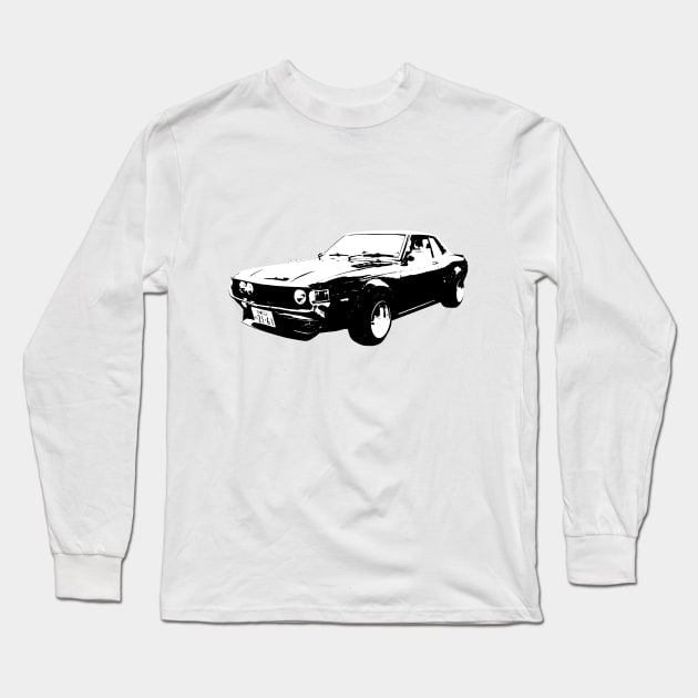 1976 Toyota Celica  B&W Long Sleeve T-Shirt by GrizzlyVisionStudio